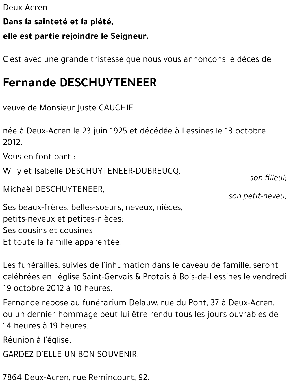 Fernande DESCHUYTENEER