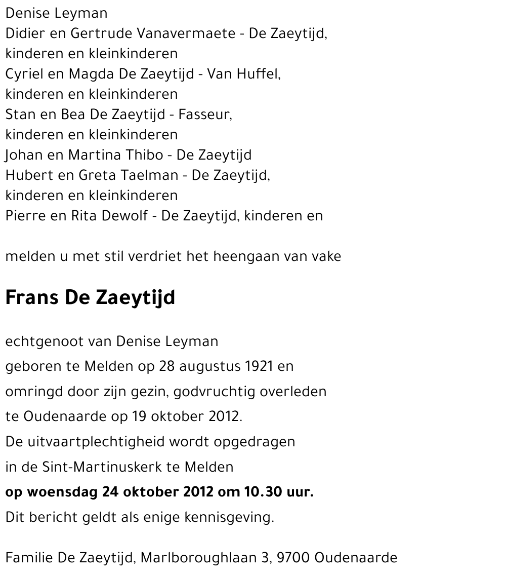 Frans Zaeytijd