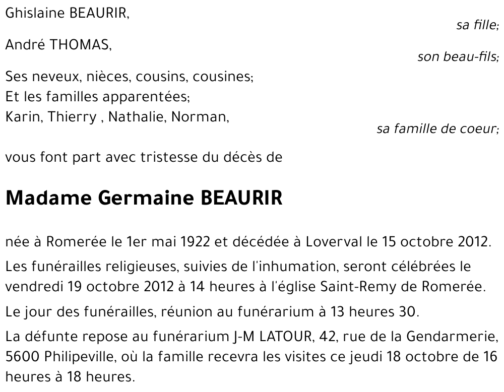 Germaine BEAURIR