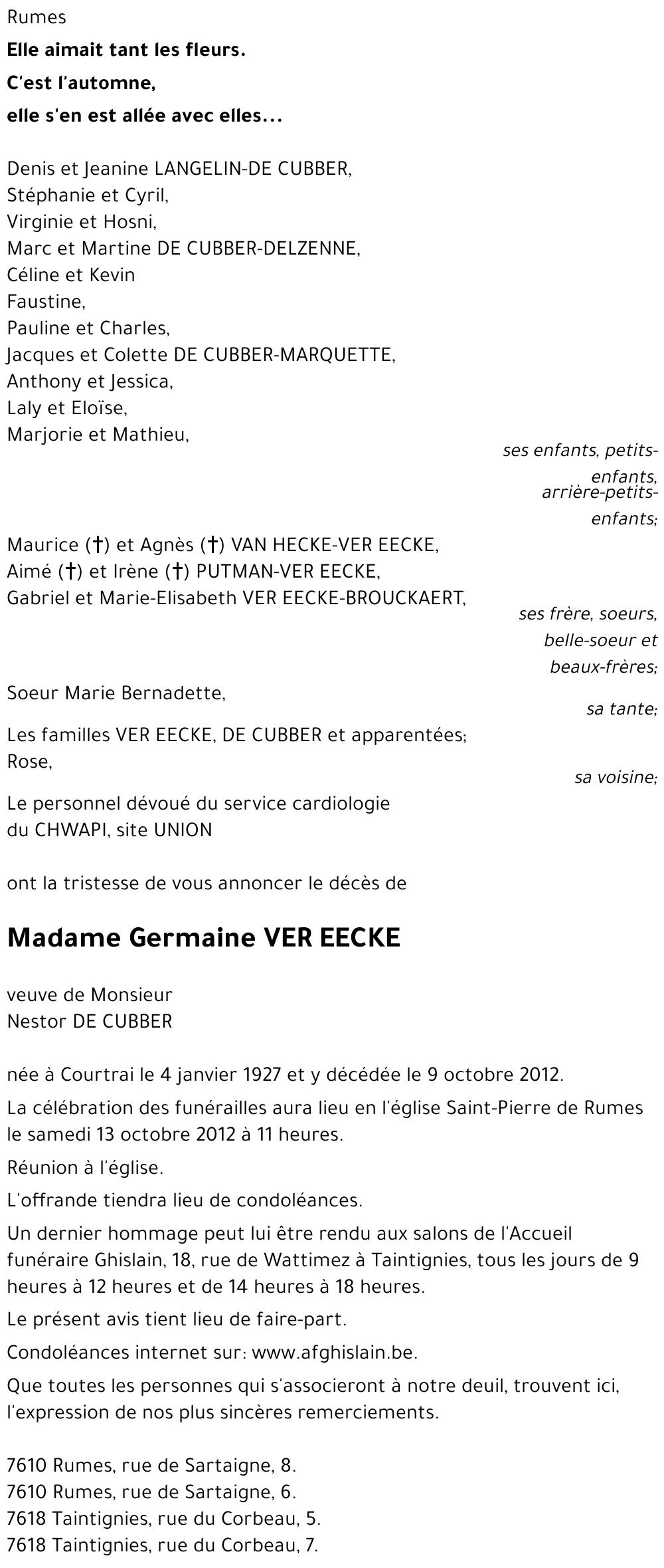 Germaine VER EECKE