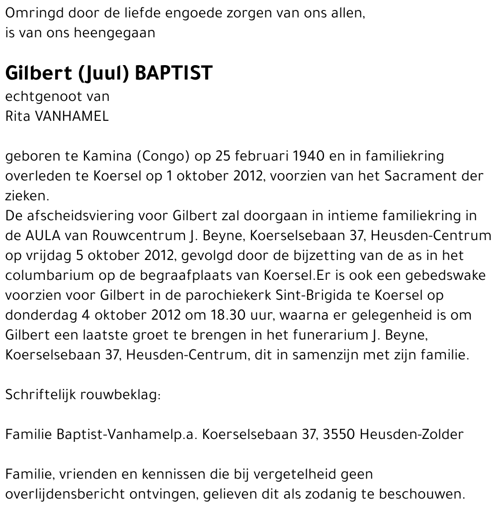 Gilbert (Juul) Baptist