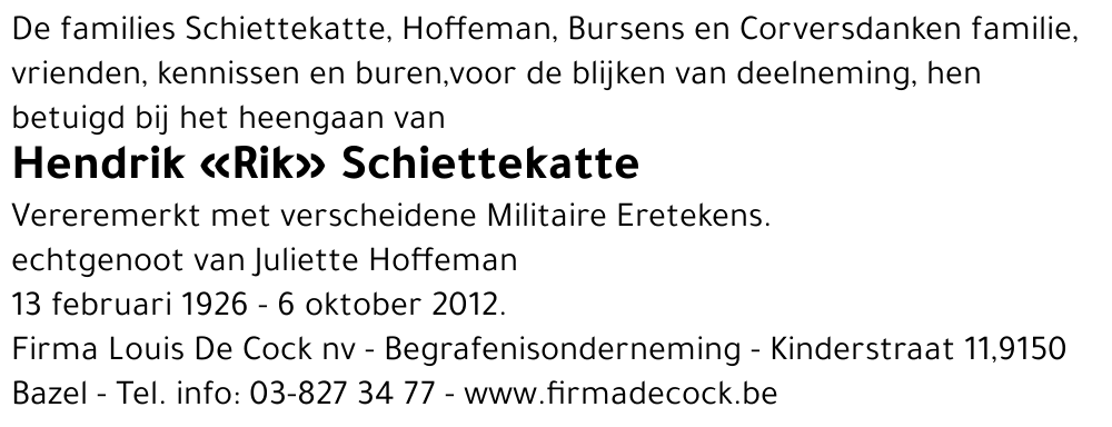 Hendrik «Rik» Schiettekatte