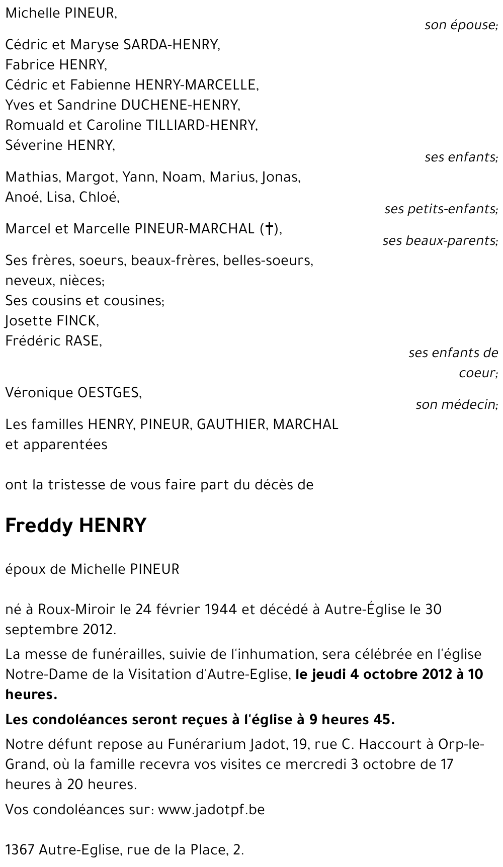 HENRY Freddy