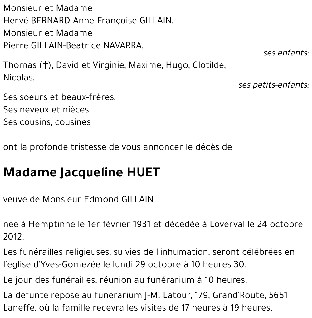 Jacqueline HUET