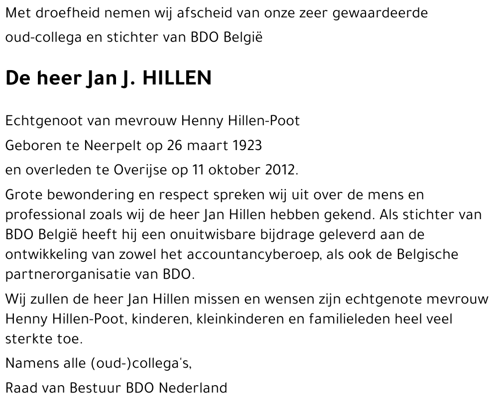 Jan J HILLEN