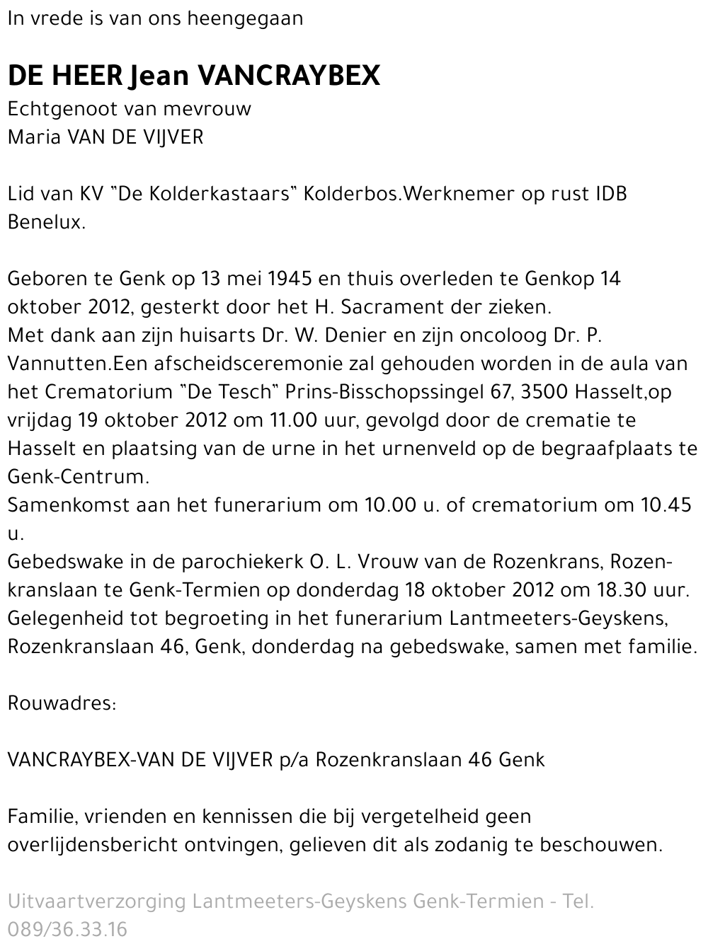 Jean VANCRAYBEX