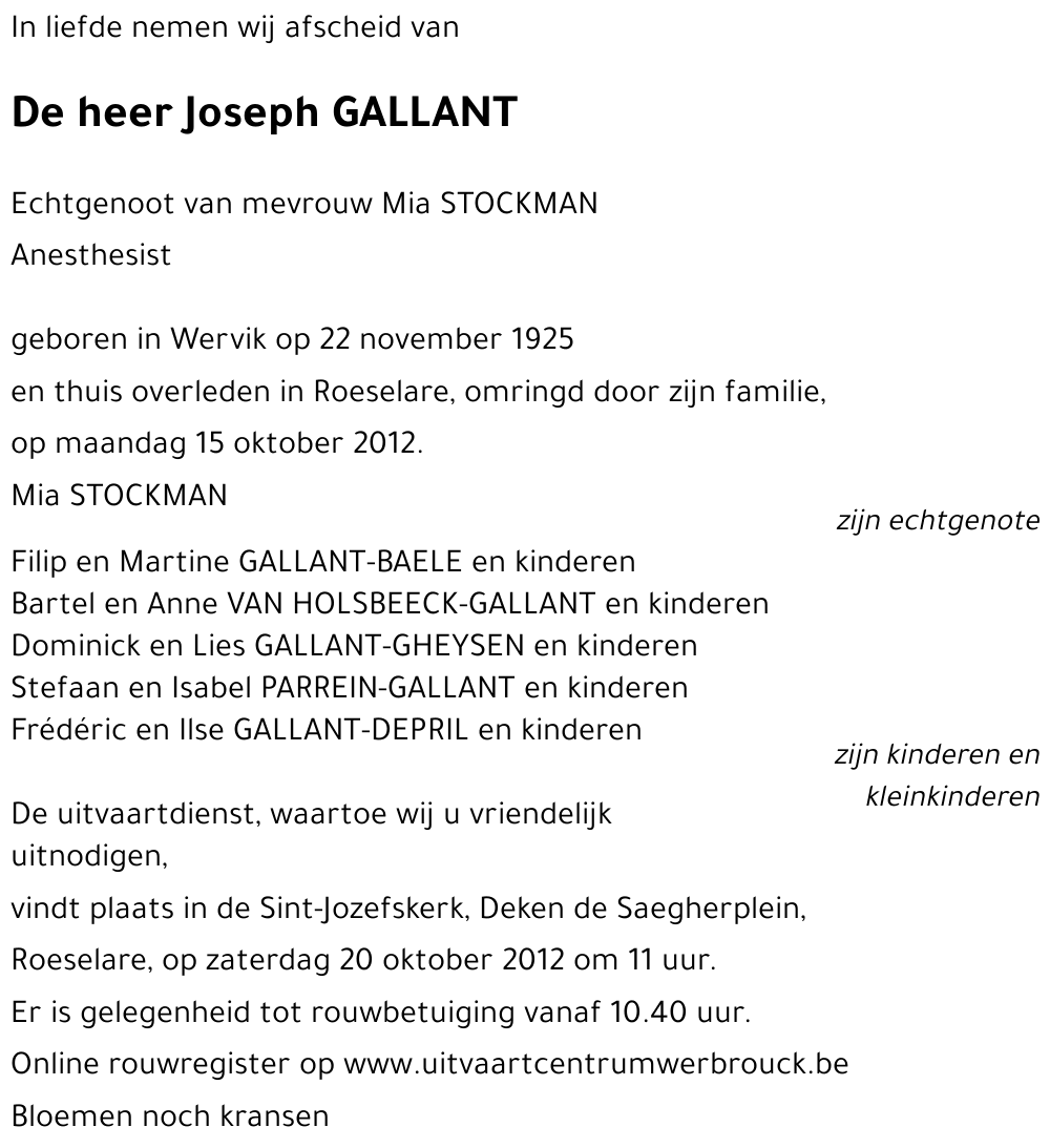Joseph GALLANT