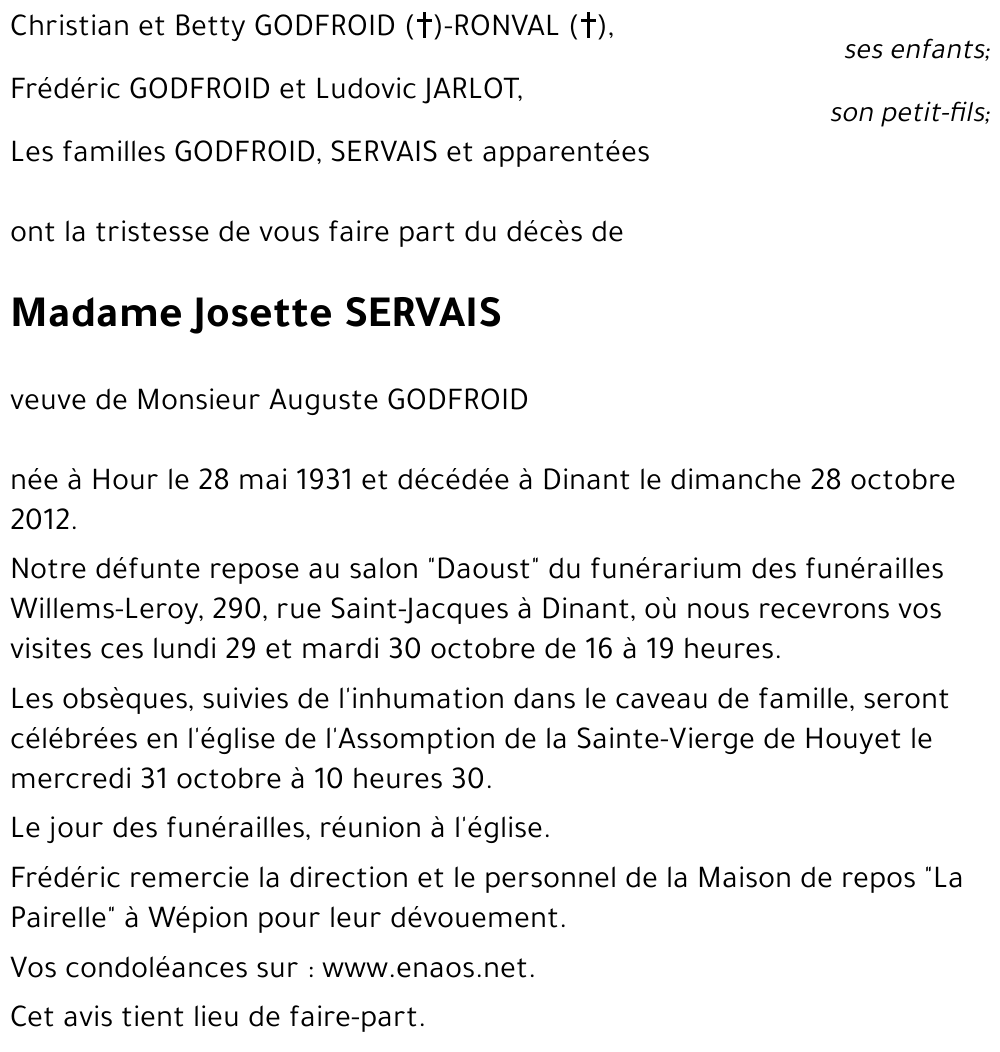 Josette SERVAIS