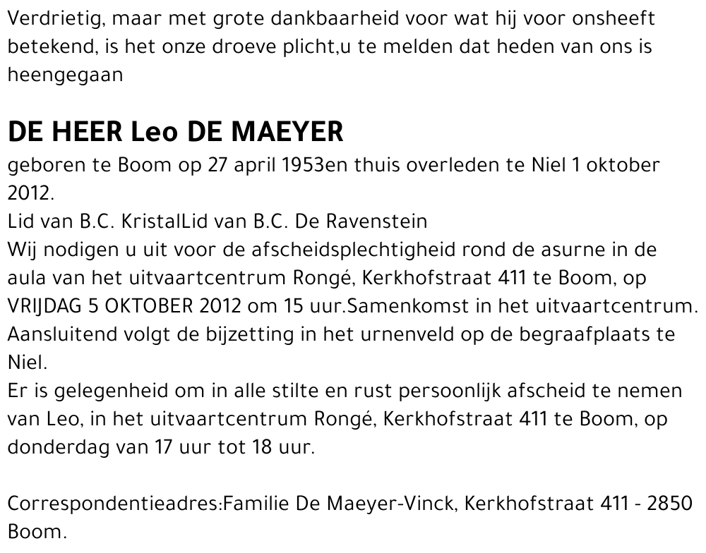 Leo De Maeyer