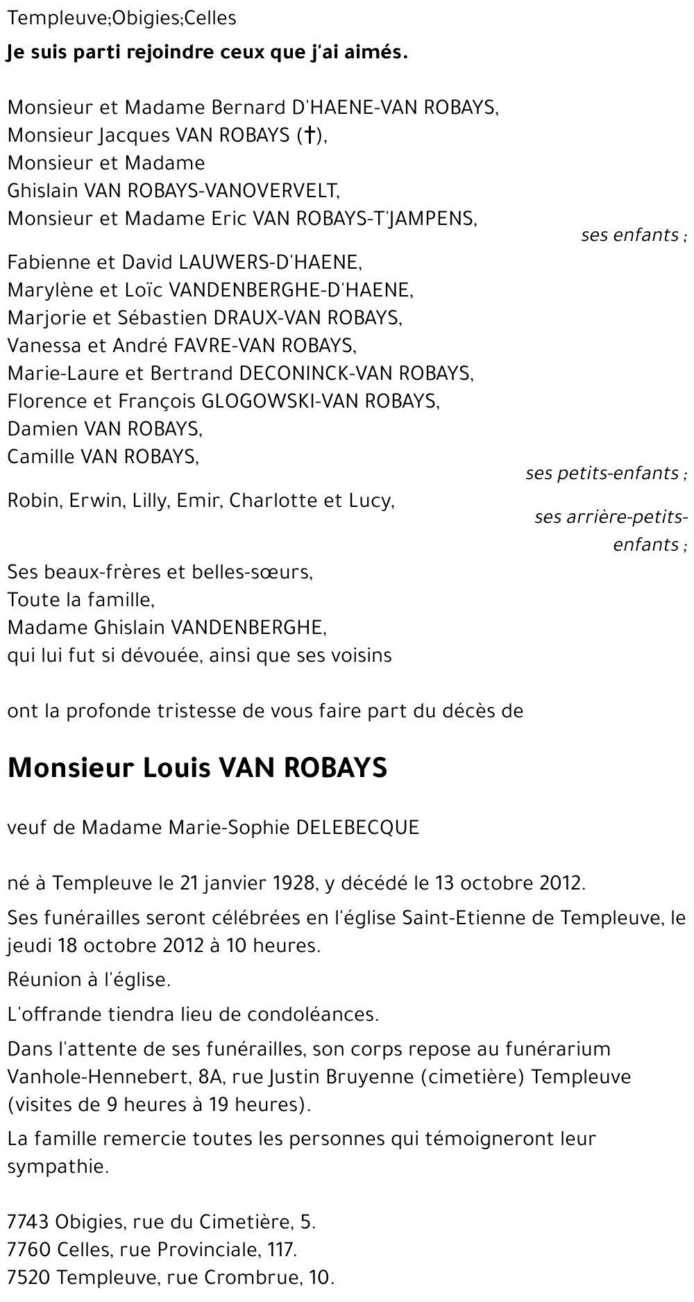 Louis VAN ROBAYS