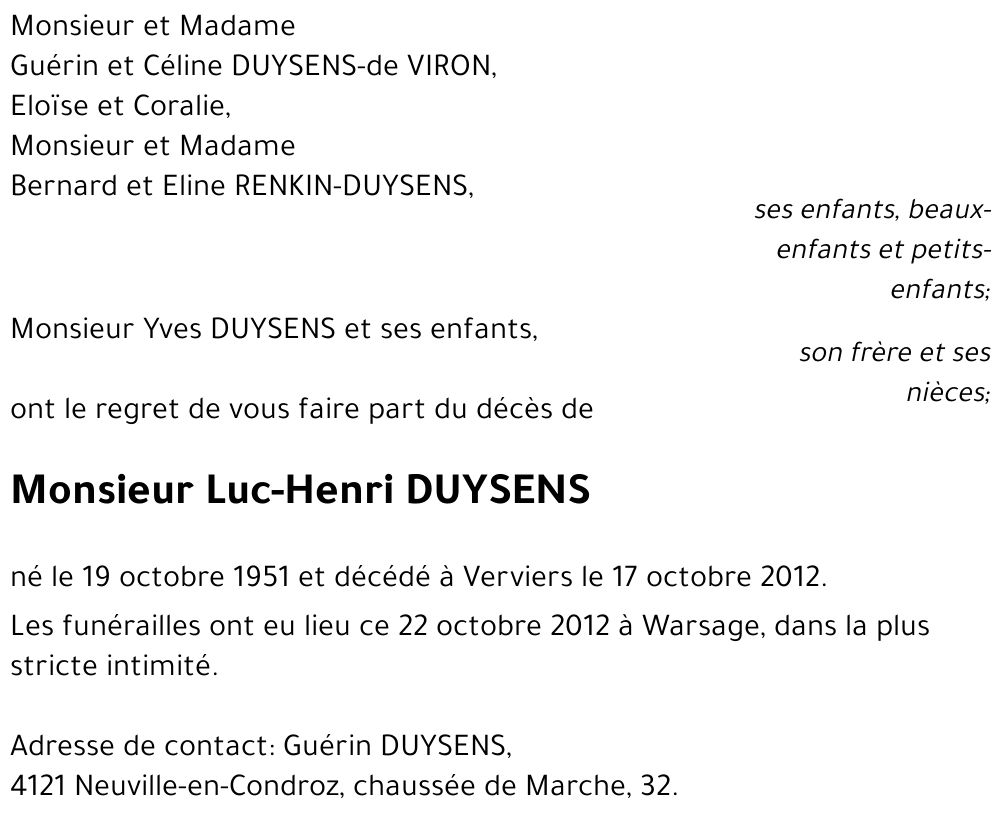Luc-Henri DUYSENS