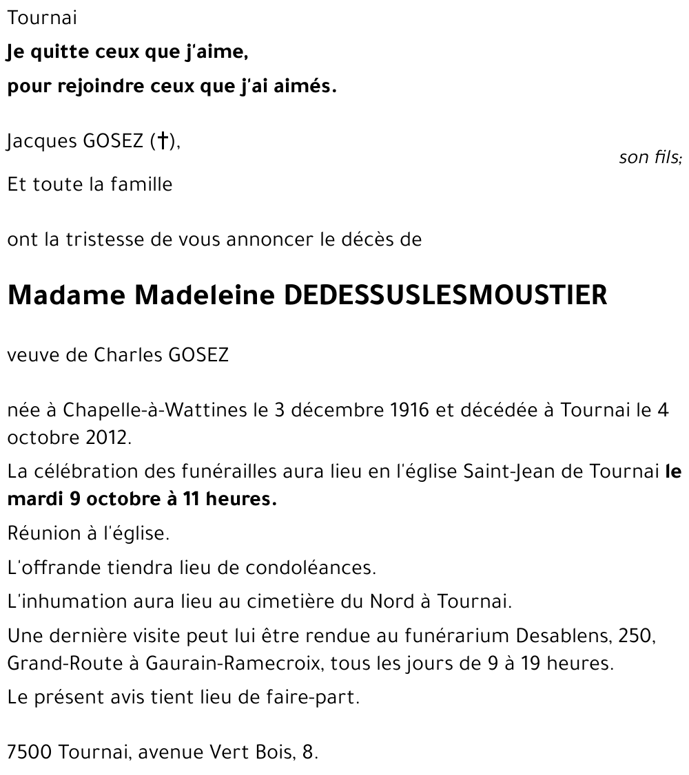 Madeleine DEDESSUSLESMOUSTIER