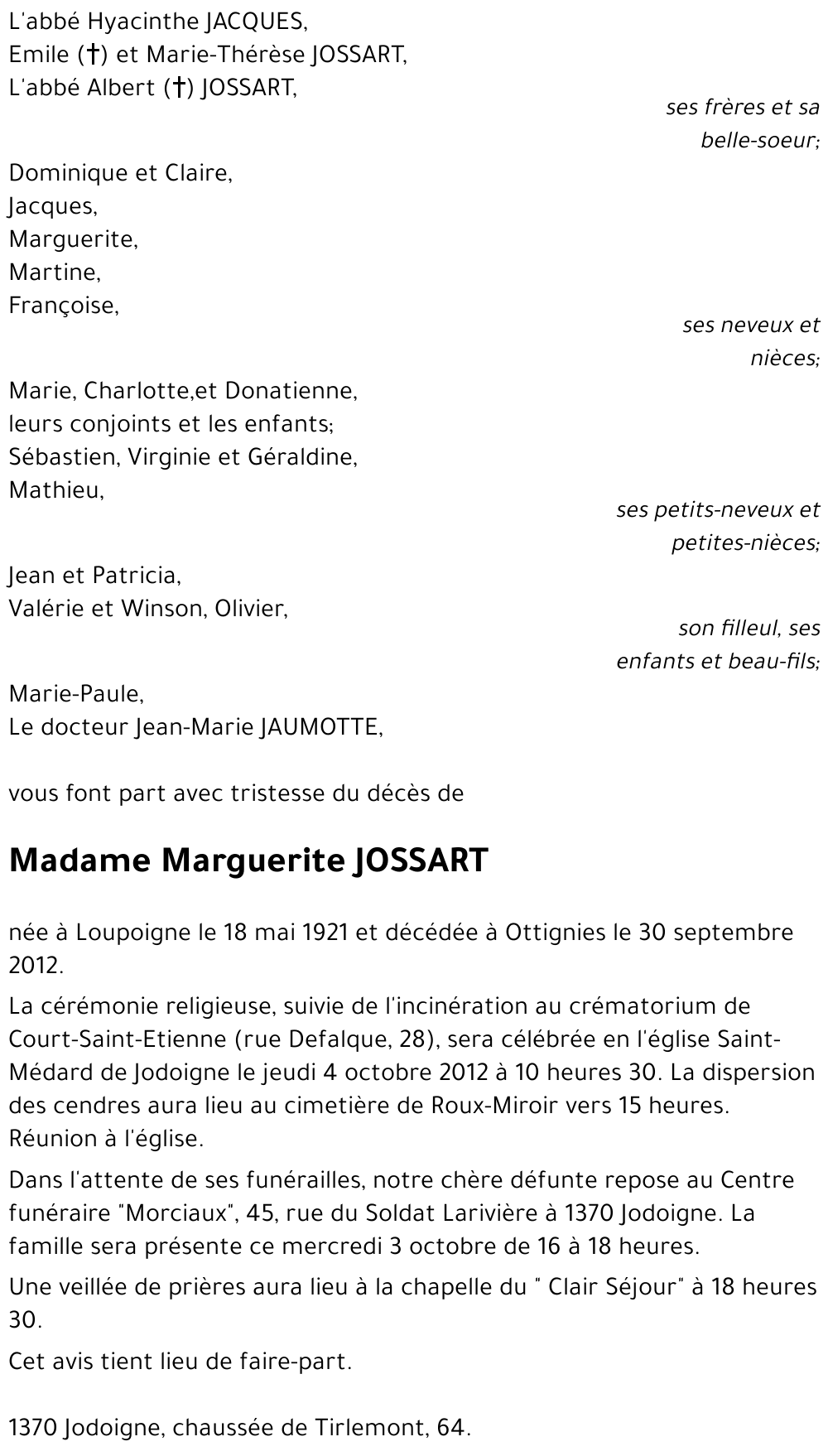 Marguerite JOSSART