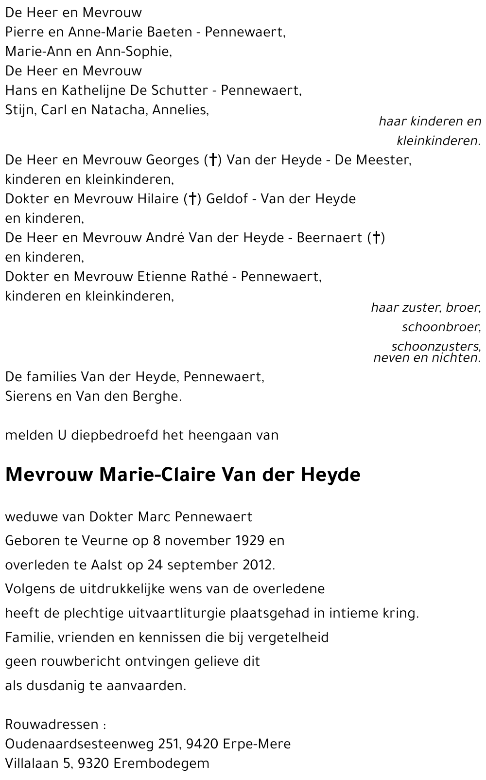 Marie-Claire Van der Heyde