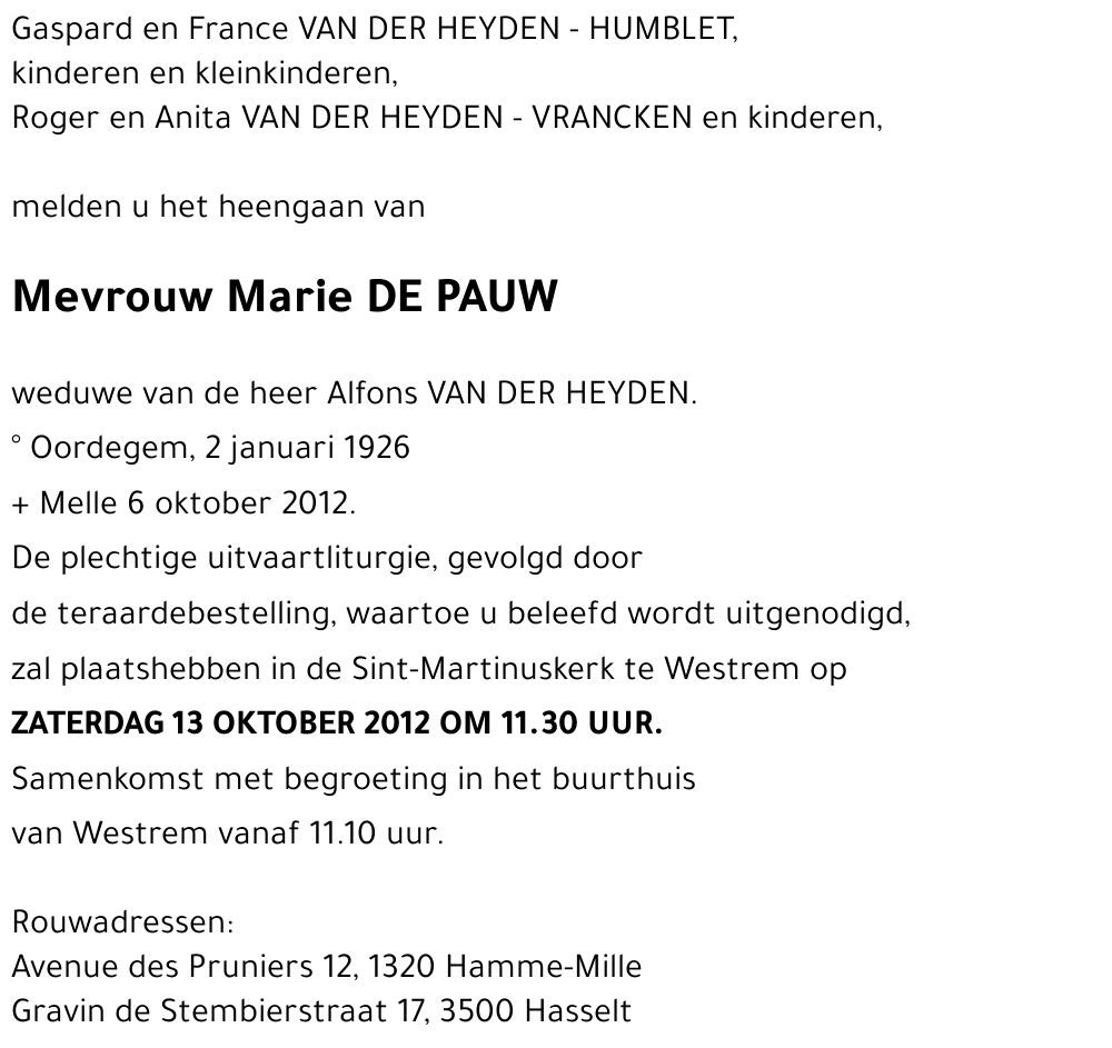 Marie DE PAUW