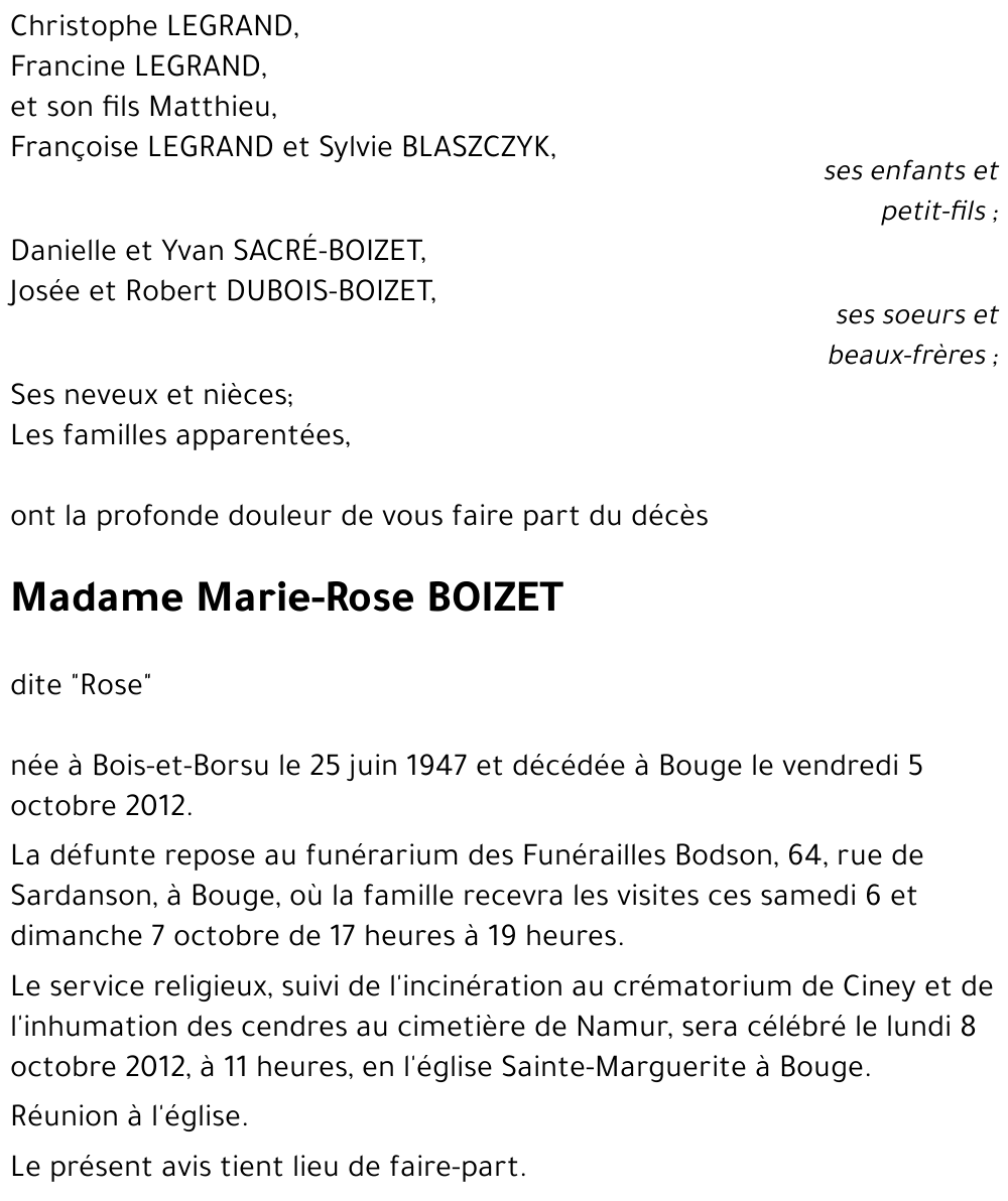 Marie-Rose BOIZET