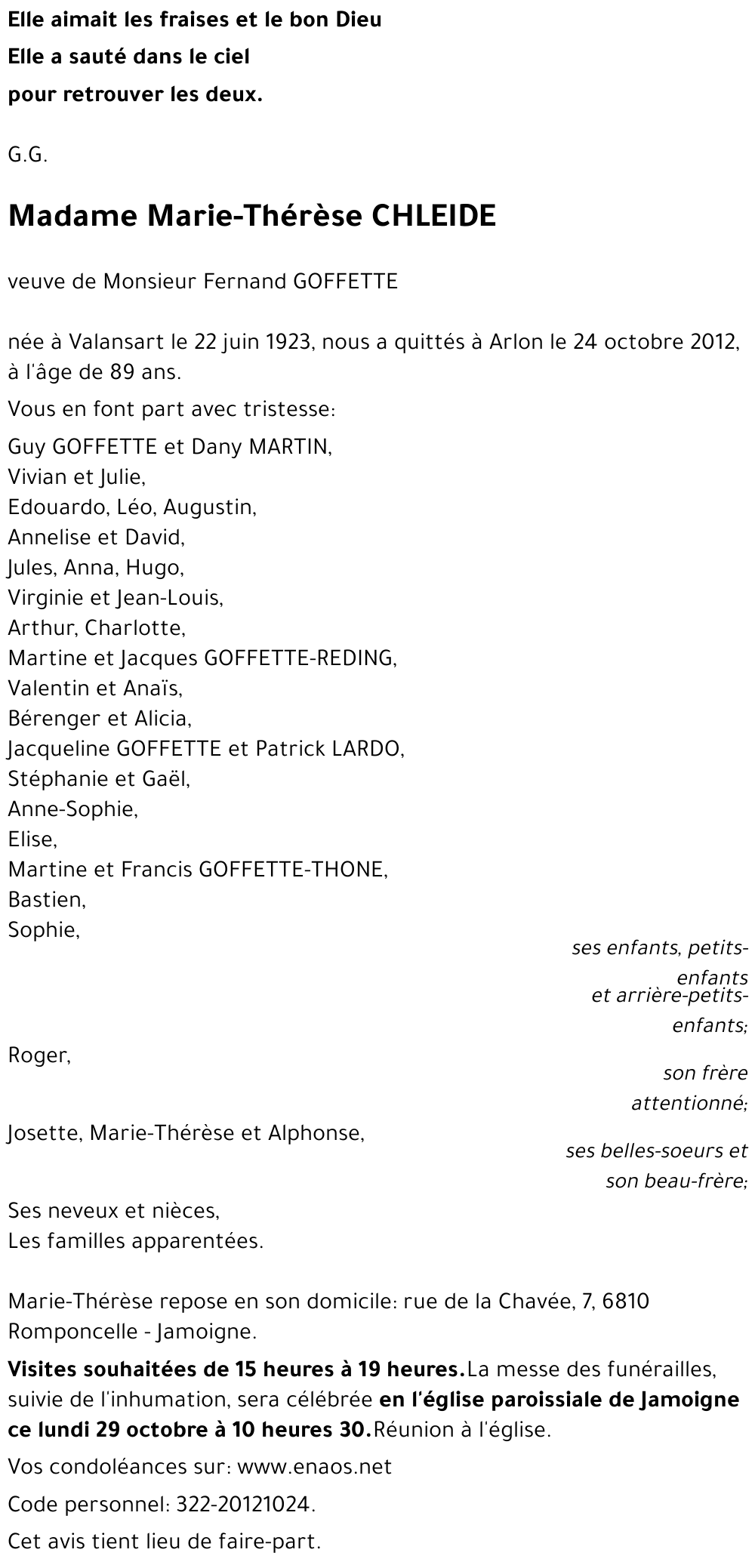 Marie-Thérèse CHLEIDE