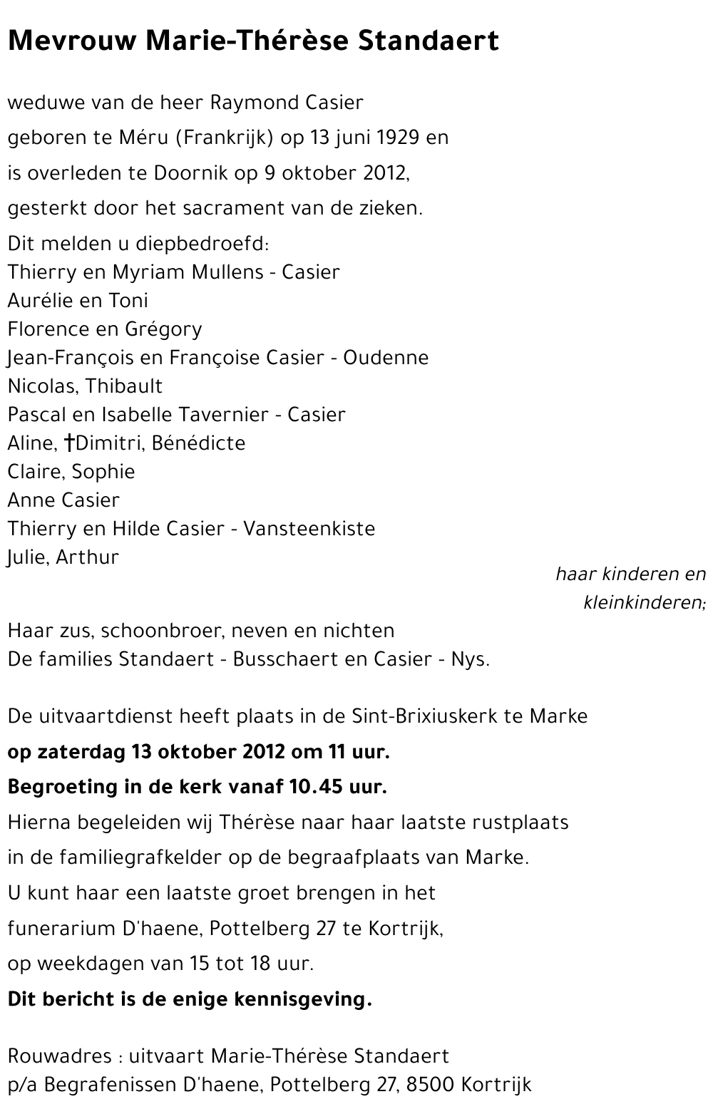 Marie Thérèse Standaert