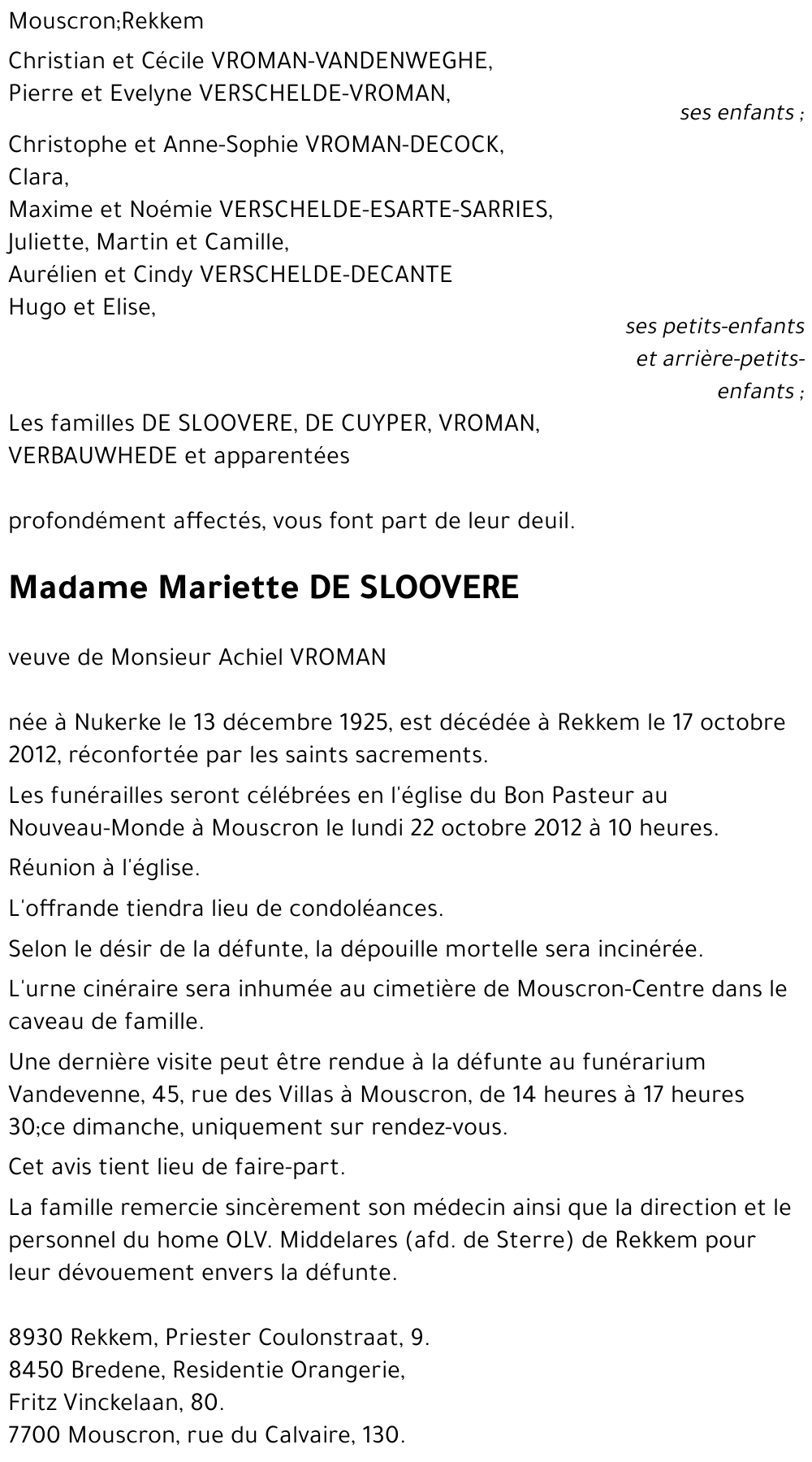 Mariette DE SLOOVERE