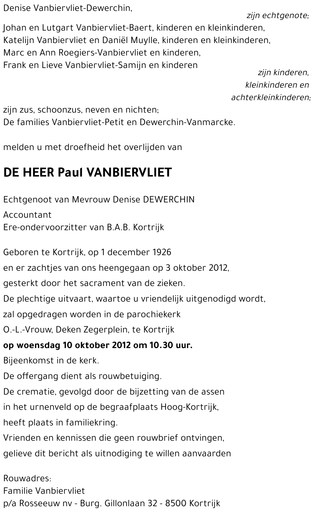 Paul VANBIERVLIET