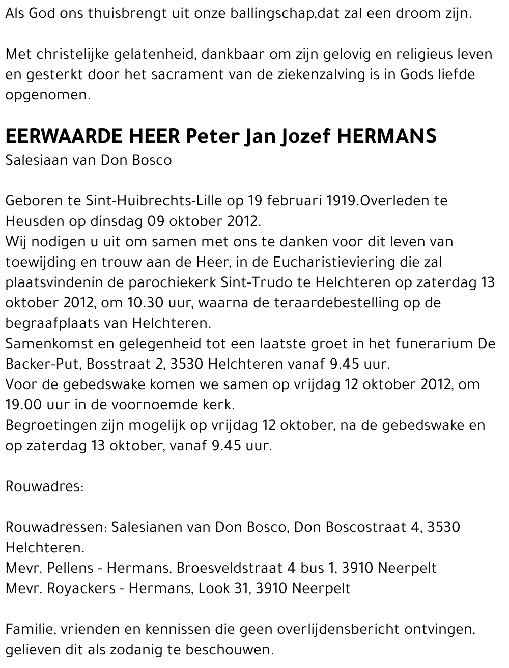 Peter Jan Jozef HERMANS