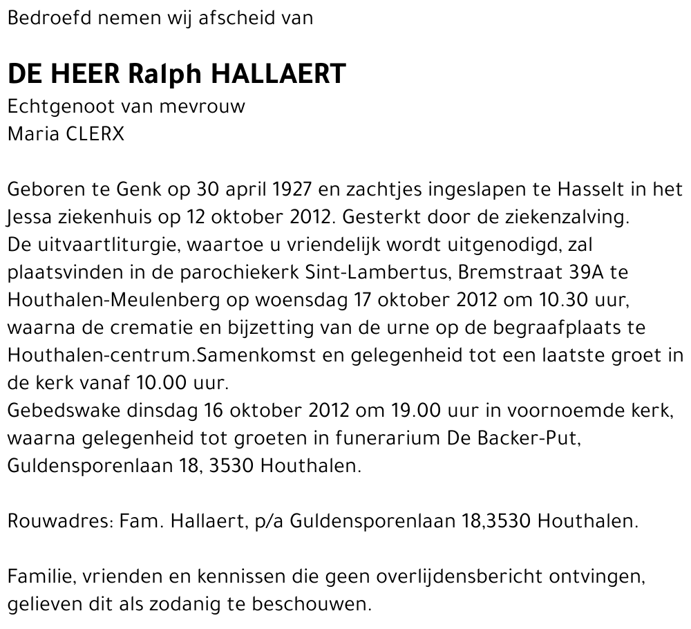 Ralph HALLAERT