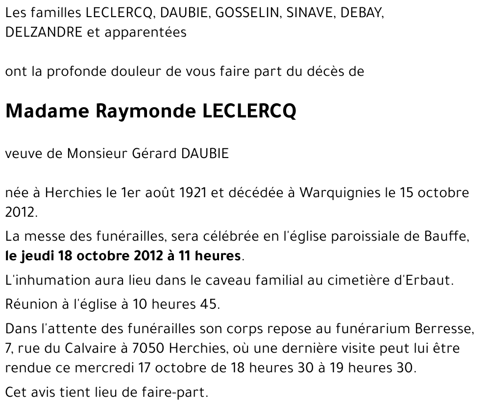 Raymonde LECLERCQ