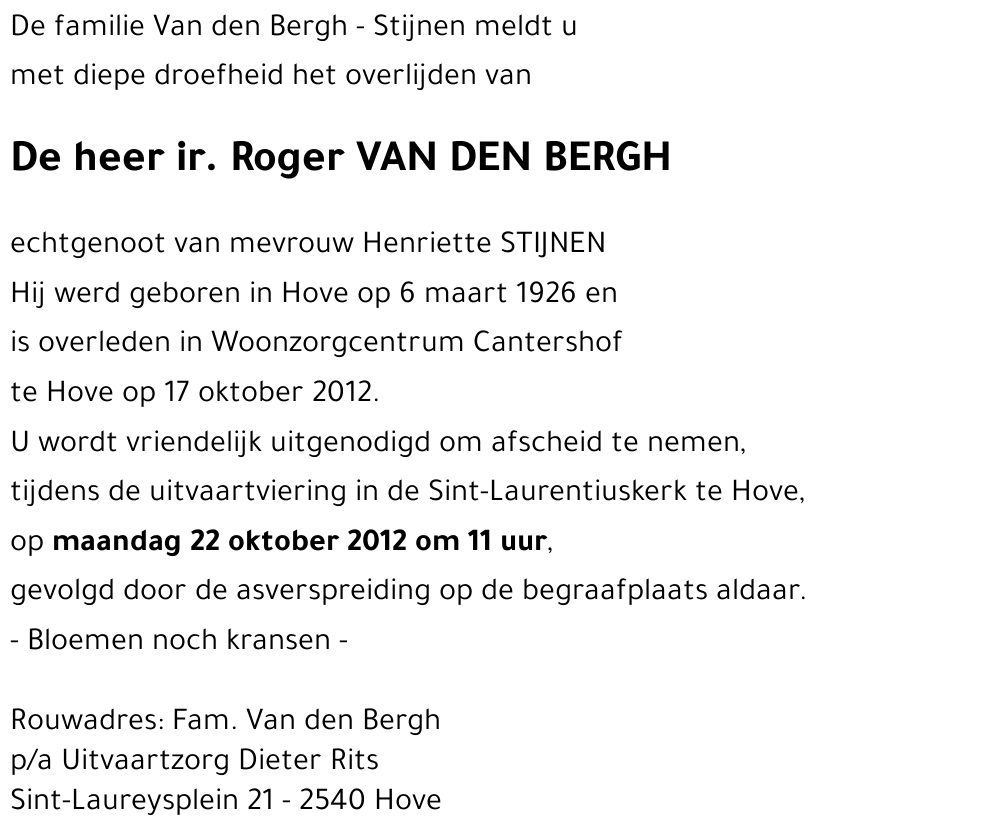 Roger VAN DEN BERGH