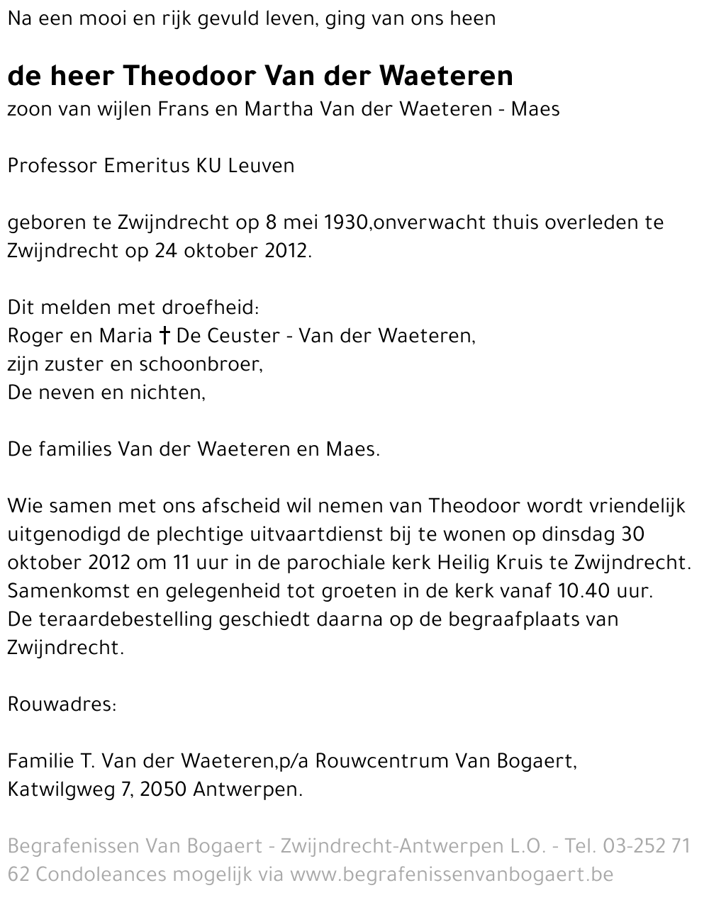 Theodoor Van der Waeteren
