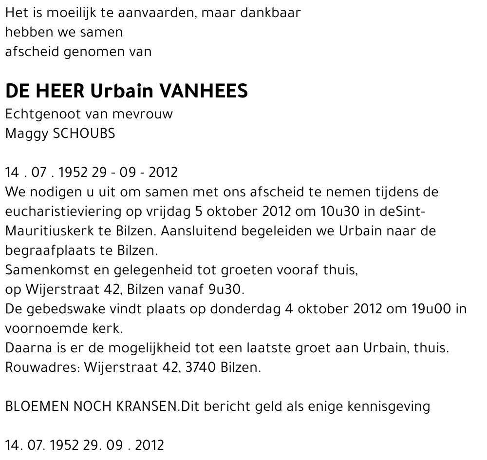 Urbain VANHEES