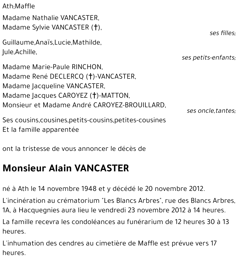 Alain VANCASTER