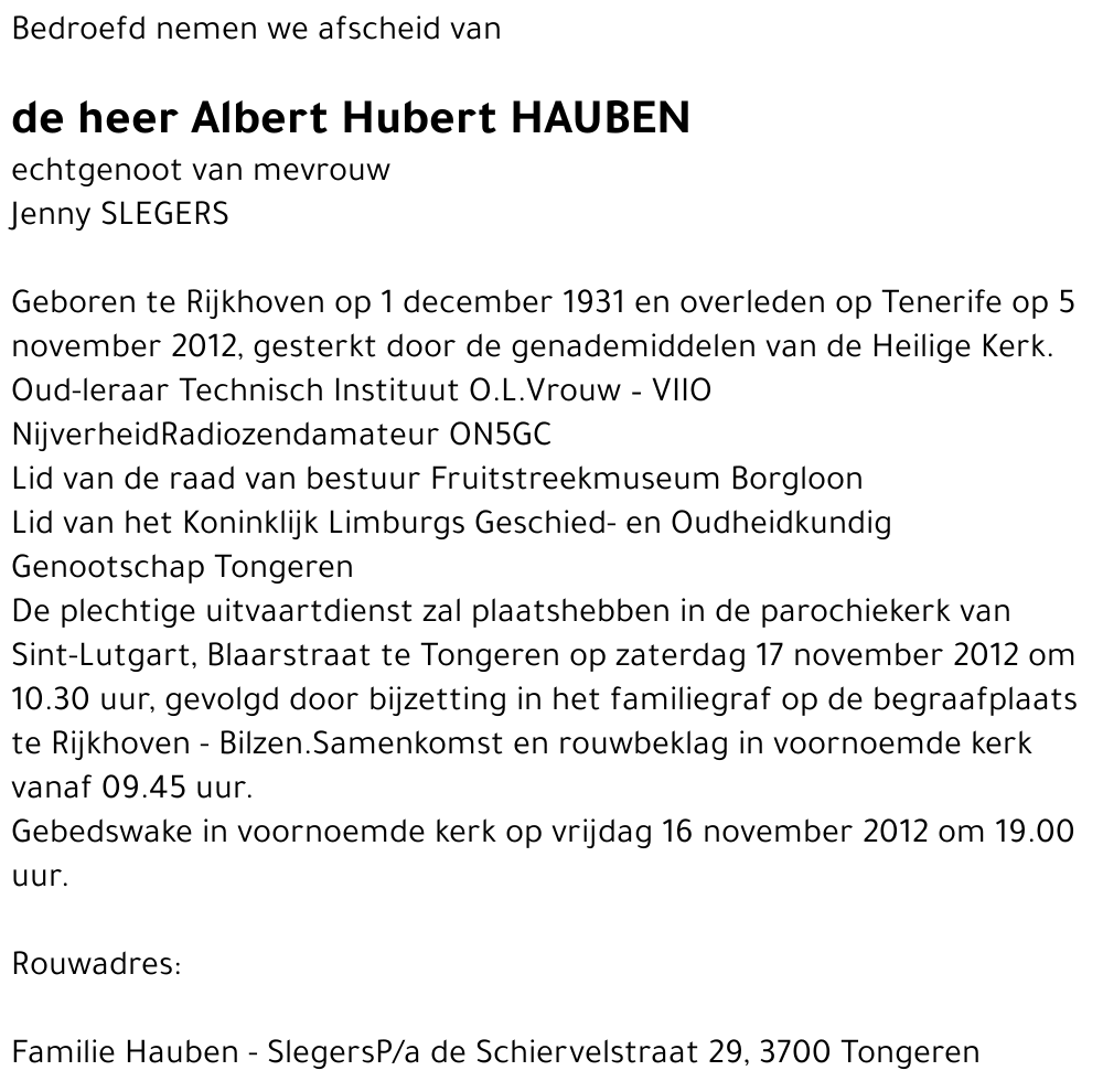 Albert Hubert HAUBEN