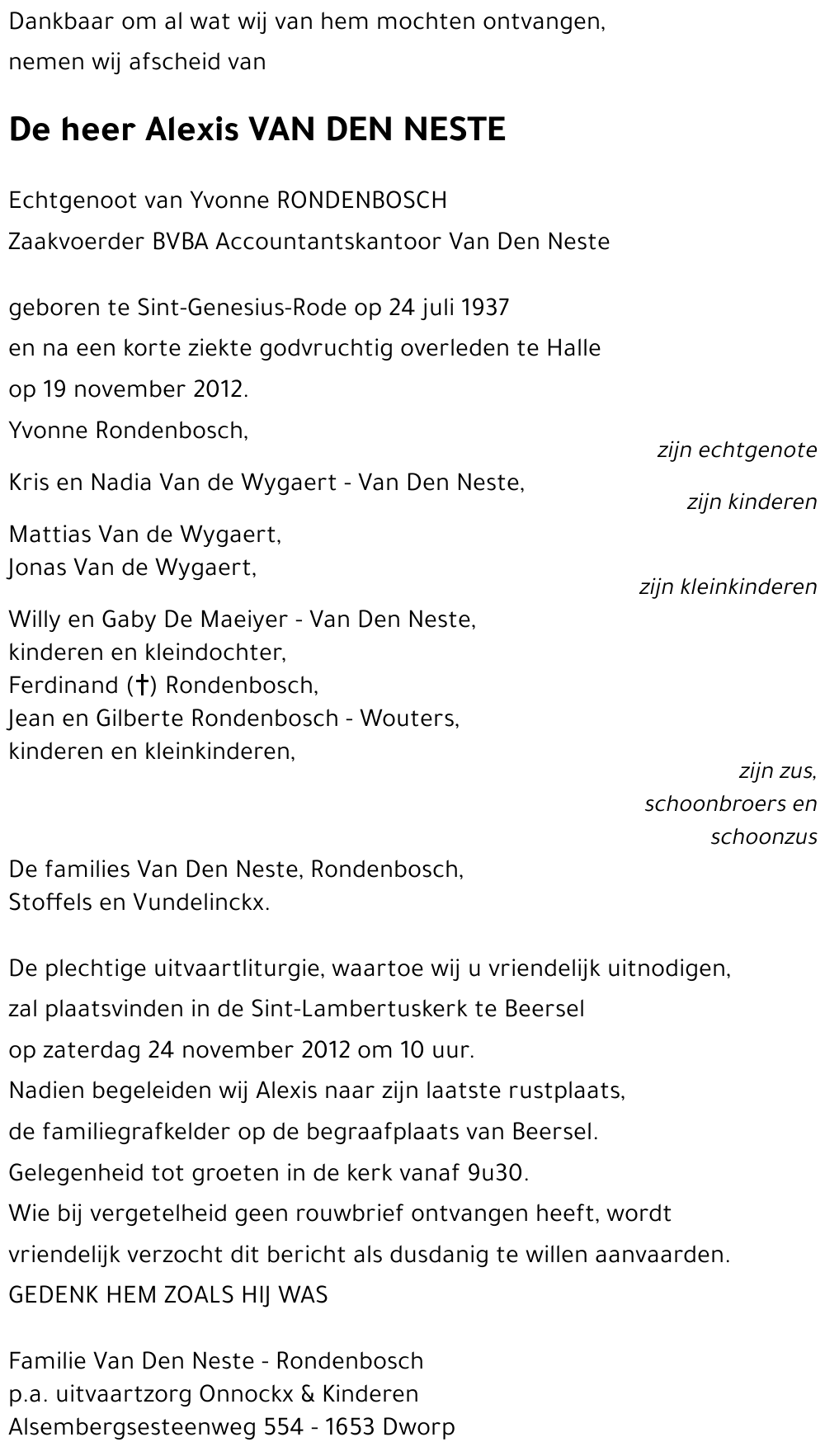 Alexis VAN DEN NESTE