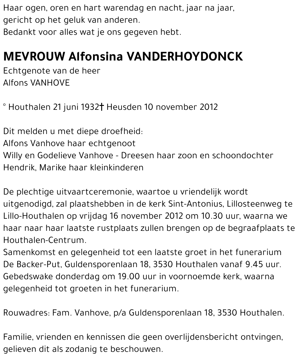 Alfonsina VANDERHOYDONCK