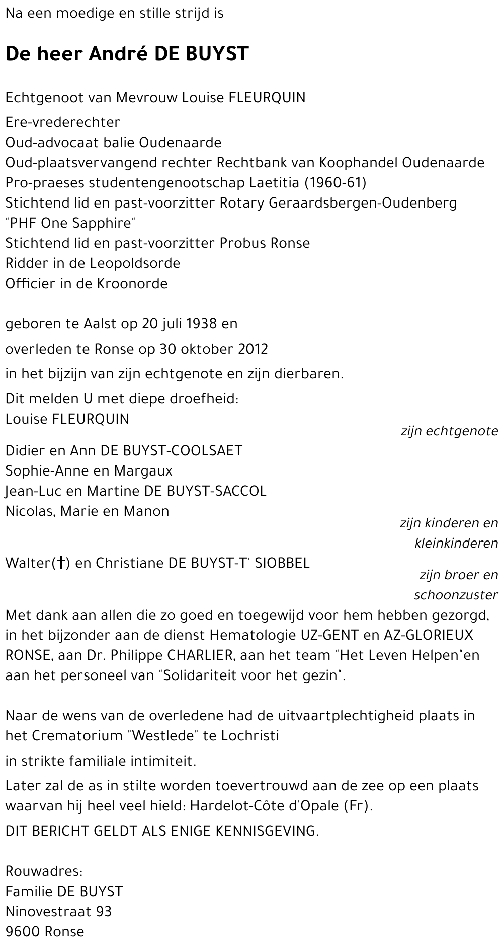 André Raymond DE BUYST