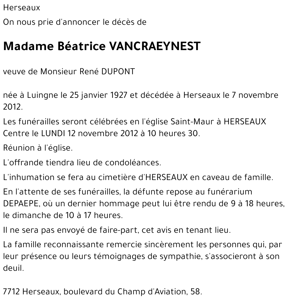 Béatrice VANCRAEYNEST