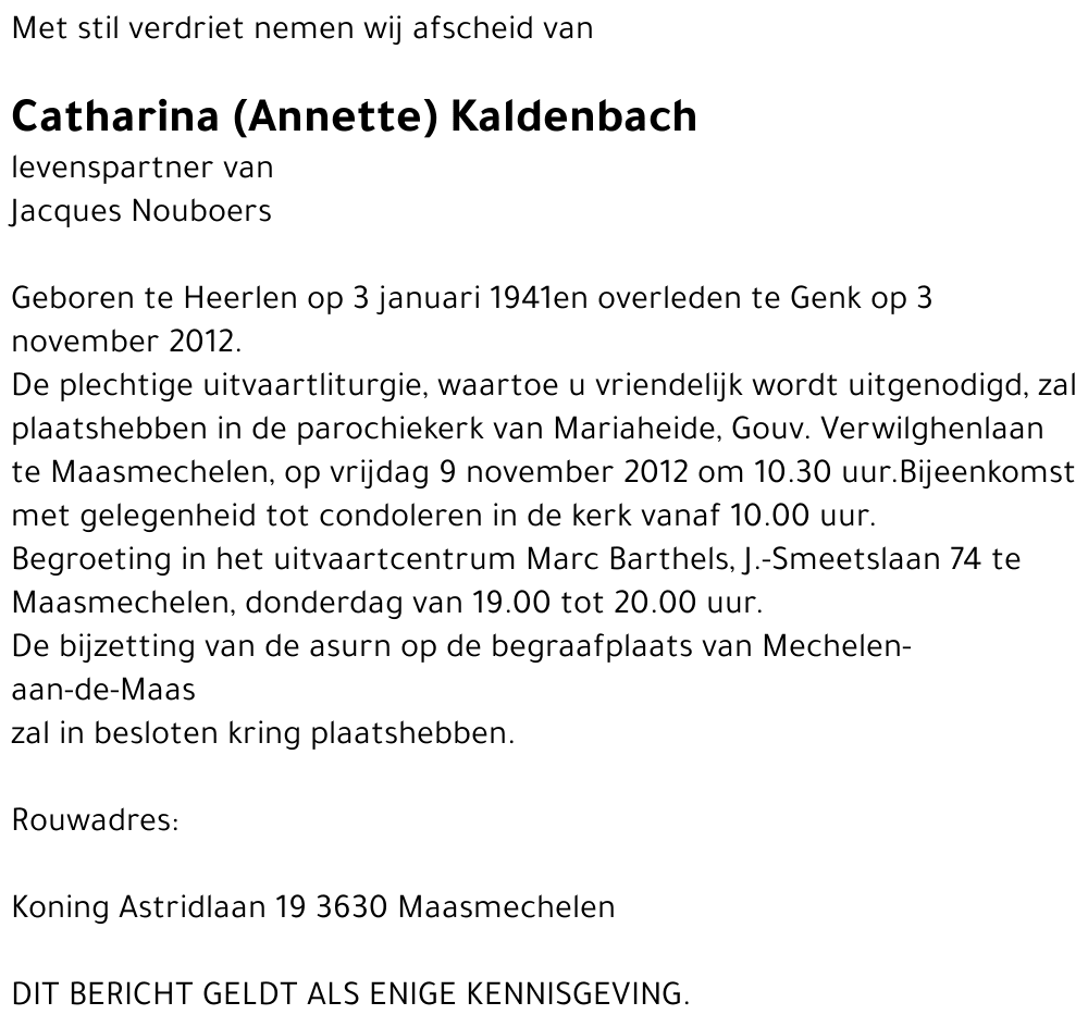 Catharina (Annette) Kaldenbach