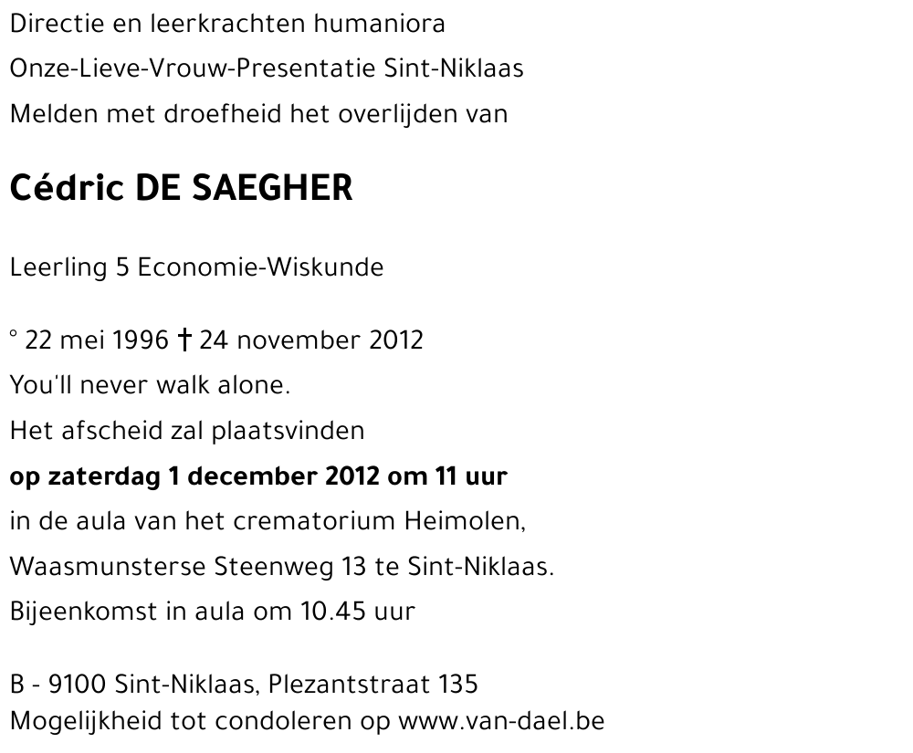 Cédric DE SAEGHER
