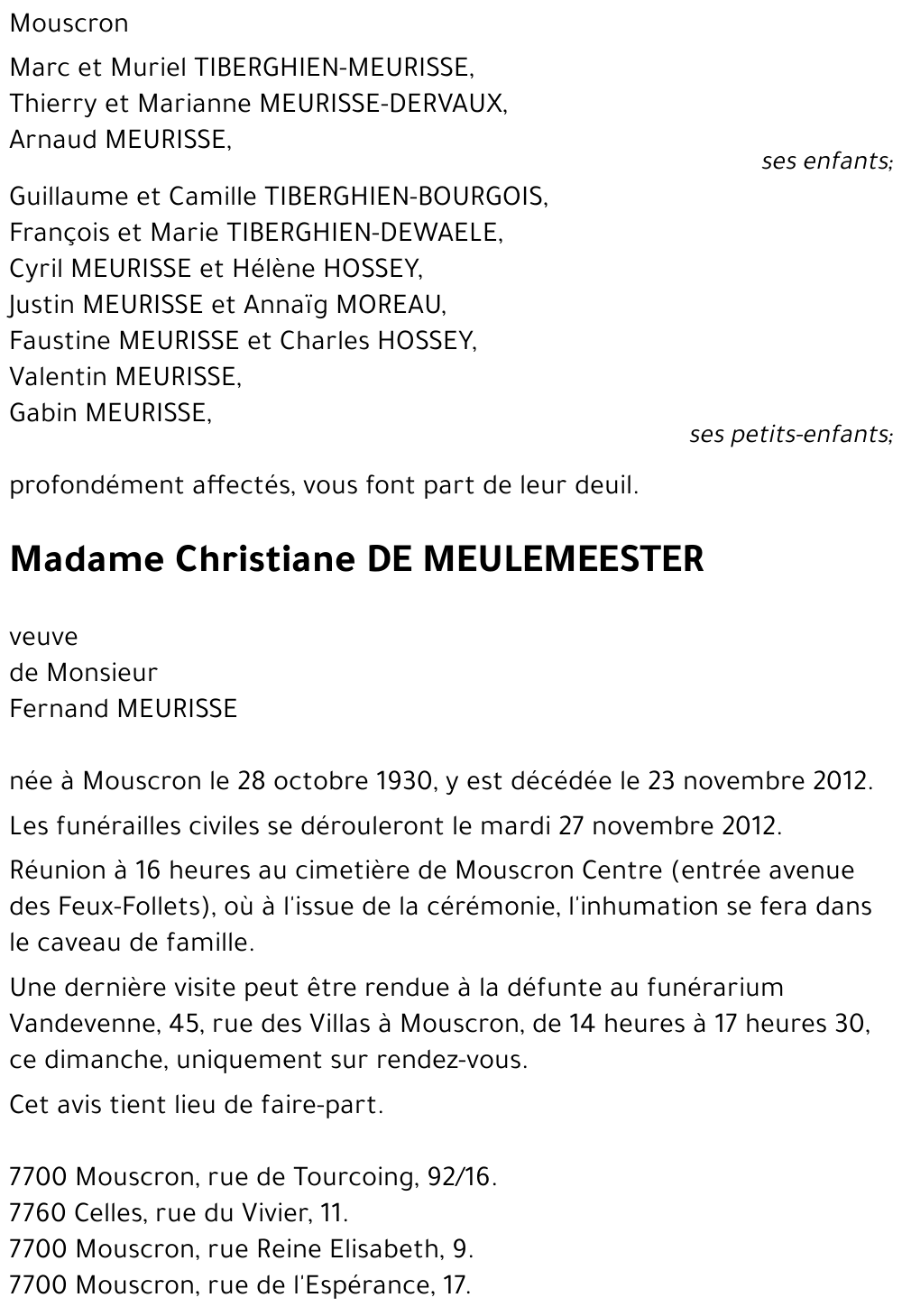 Christiane DE MEULEMEESTER