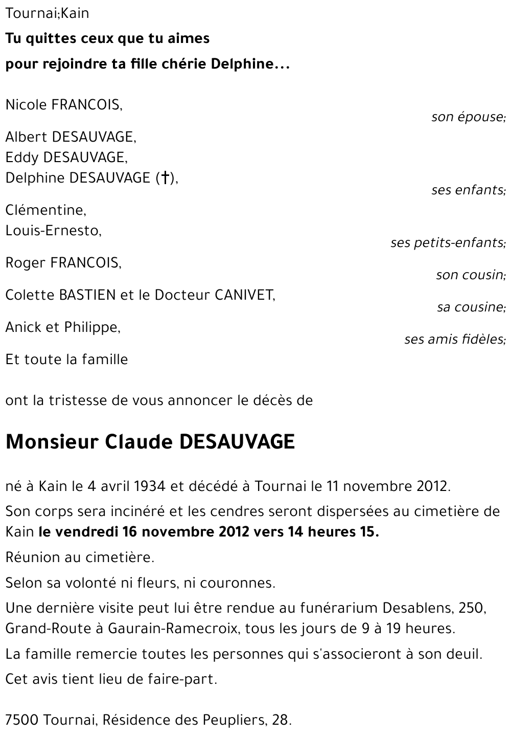 Claude DESAUVAGE