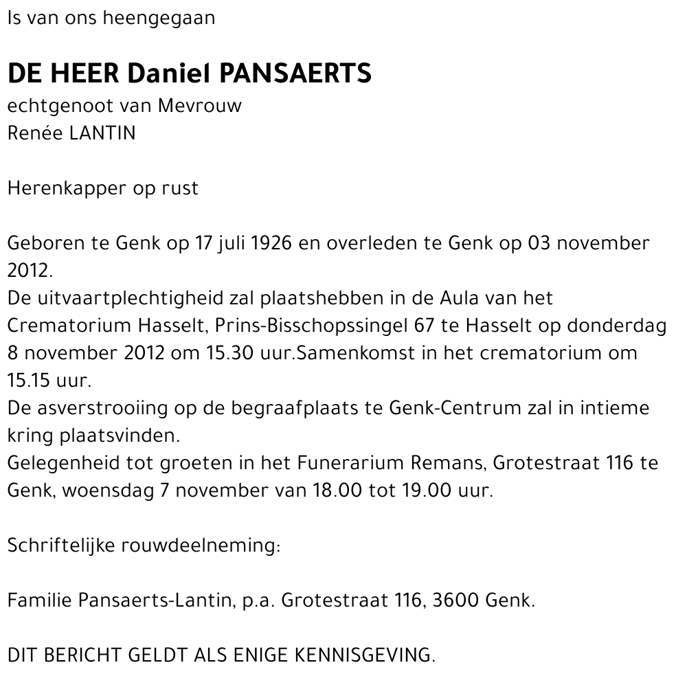 Daniel PANSAERTS