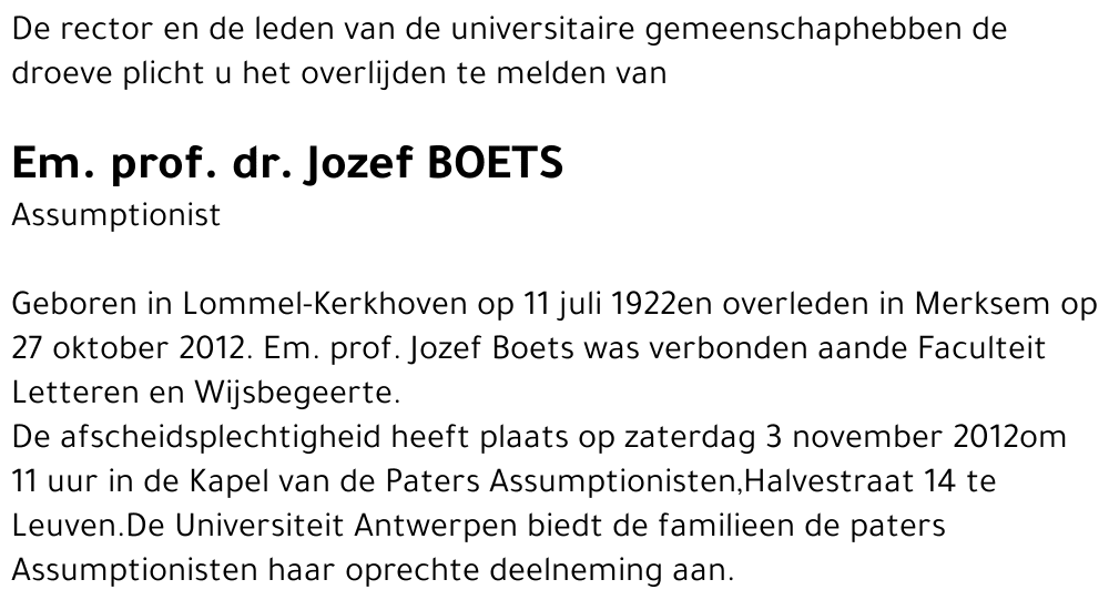 Em. prof. dr. Jozef Boets