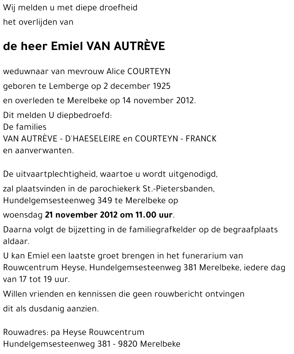 Emiel VAN AUTRÈVE