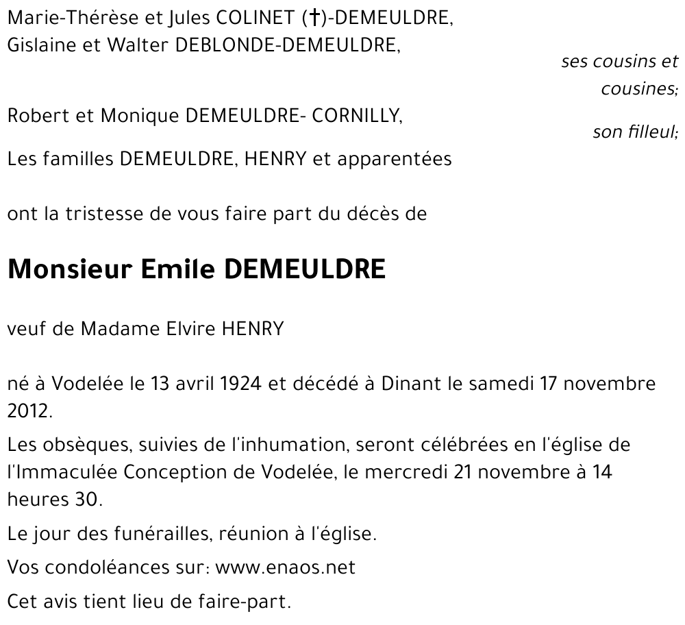 Emile DEMEULDRE