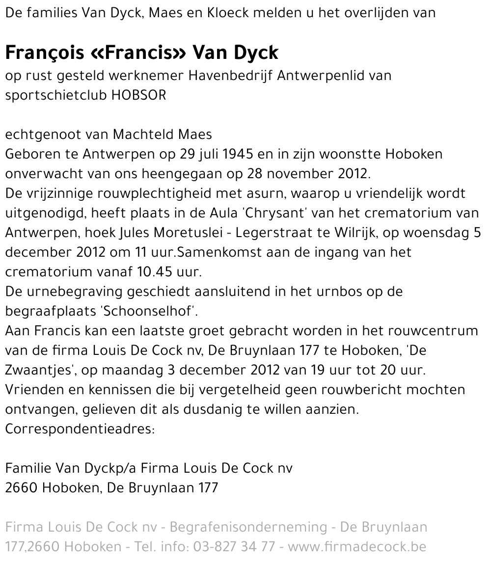 François 'Francis' Van Dyck