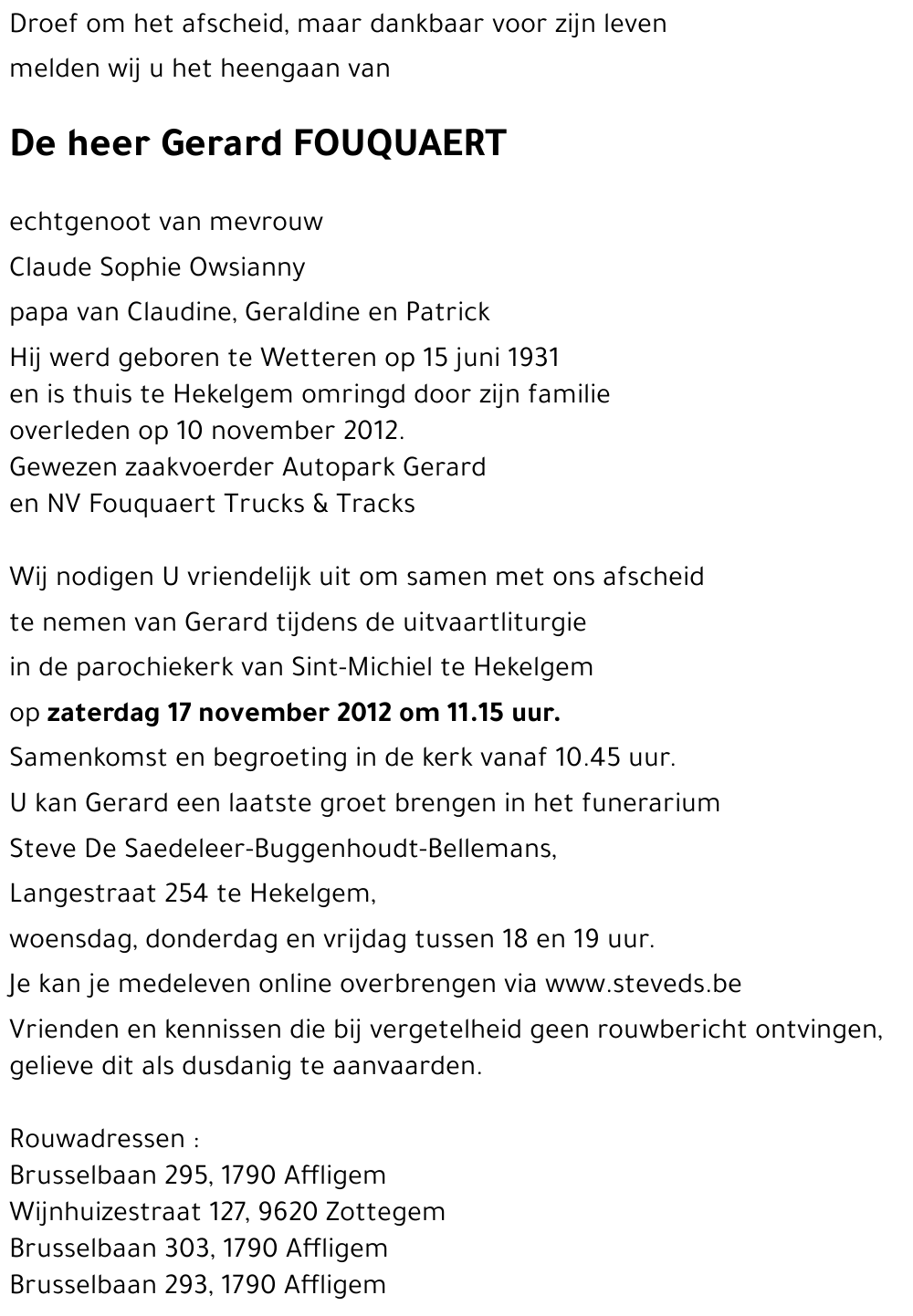 Gerard FOUQUAERT
