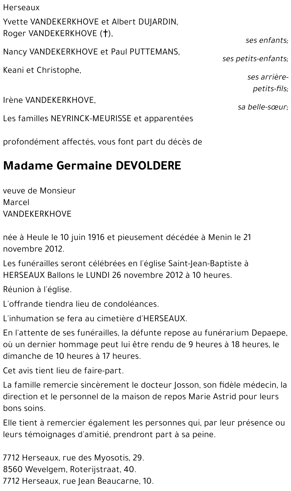 Germaine DEVOLDERE