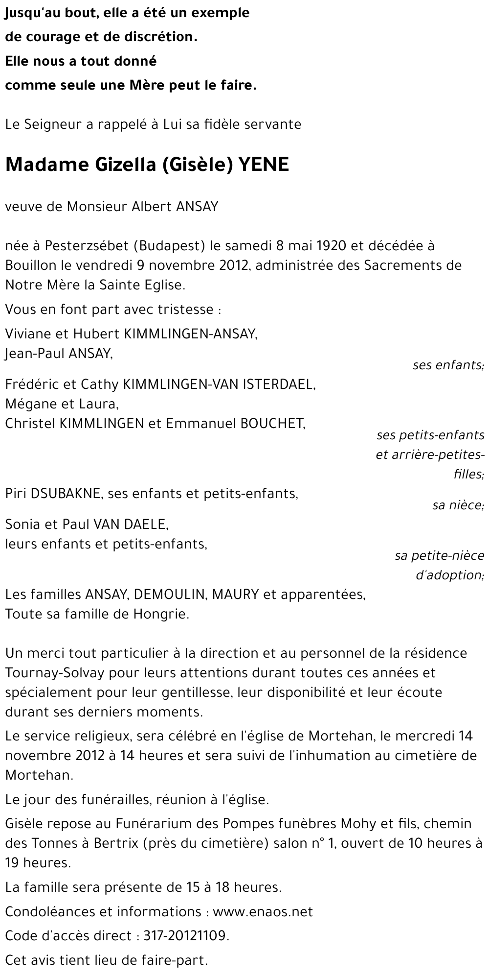 Gizella ( Gisèle ) YENE