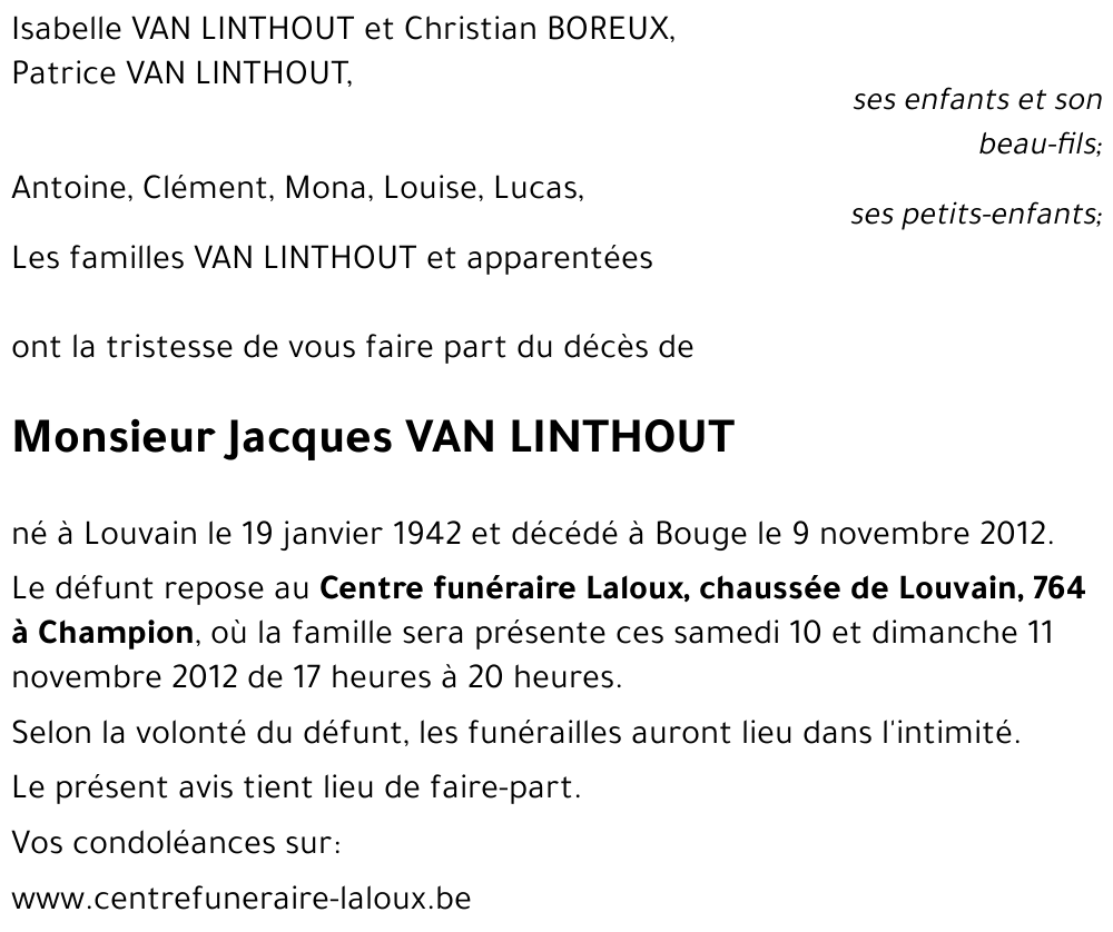 Jacques VAN LINTHOUT