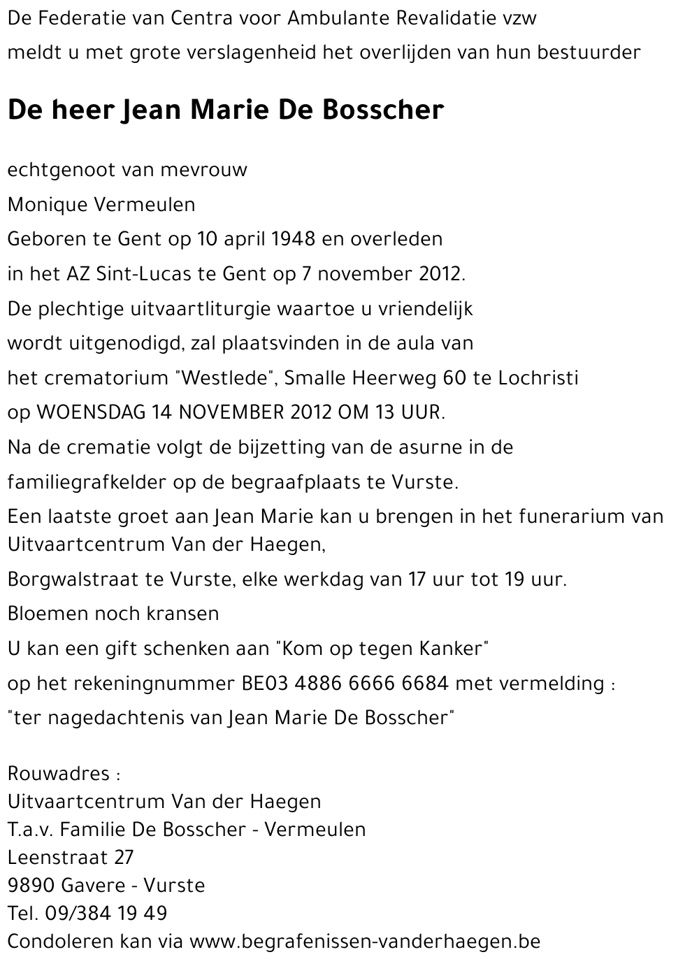 Jean Marie De Bosscher